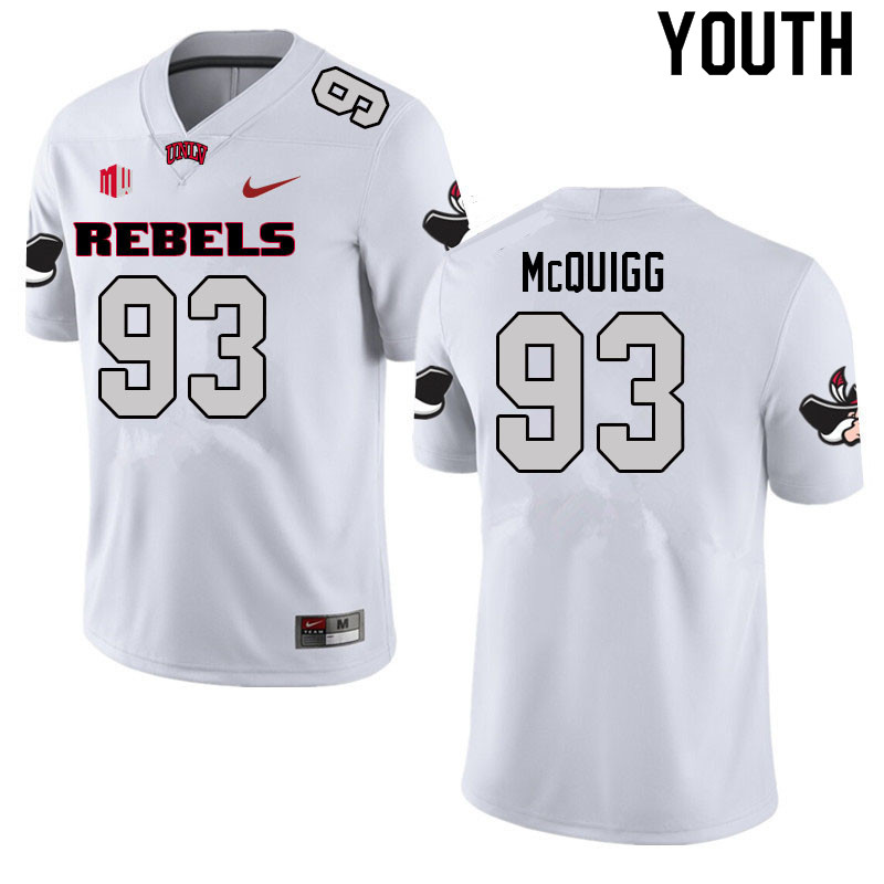 Youth #93 Sebastian McQuigg UNLV Rebels College Football Jerseys Sale-White